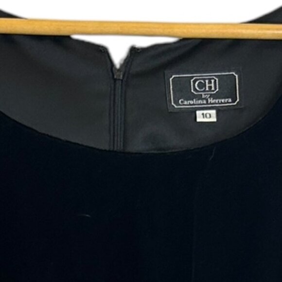 CH Carolina Herrera Black Velvet Lace Sequin Sheath Dress Sz 10 Cocktail Evening - Picture 6 of 8